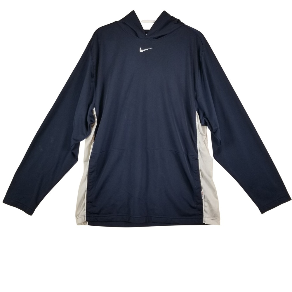 Nike Hoops Hoodie Men XL Navy Blue White Performance Basketball Pullover